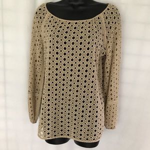 CARLISLE Silk Top Blouse Embroidered Eyelet Sz 4